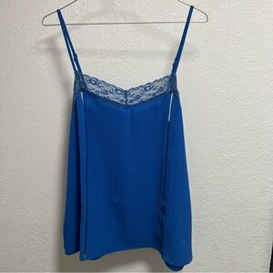 Crescent Blue Lace Trim Tank Top